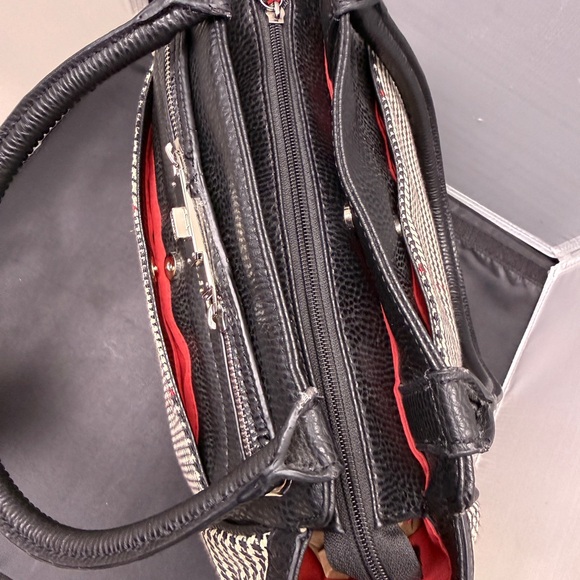 Chaps Black & White Houndstooth Tote Bag  preppy dark academia - Picture 6 of 14